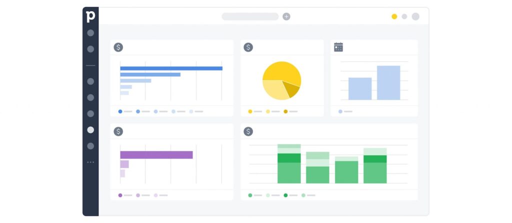 Pipedrive variety of charts and graphs.