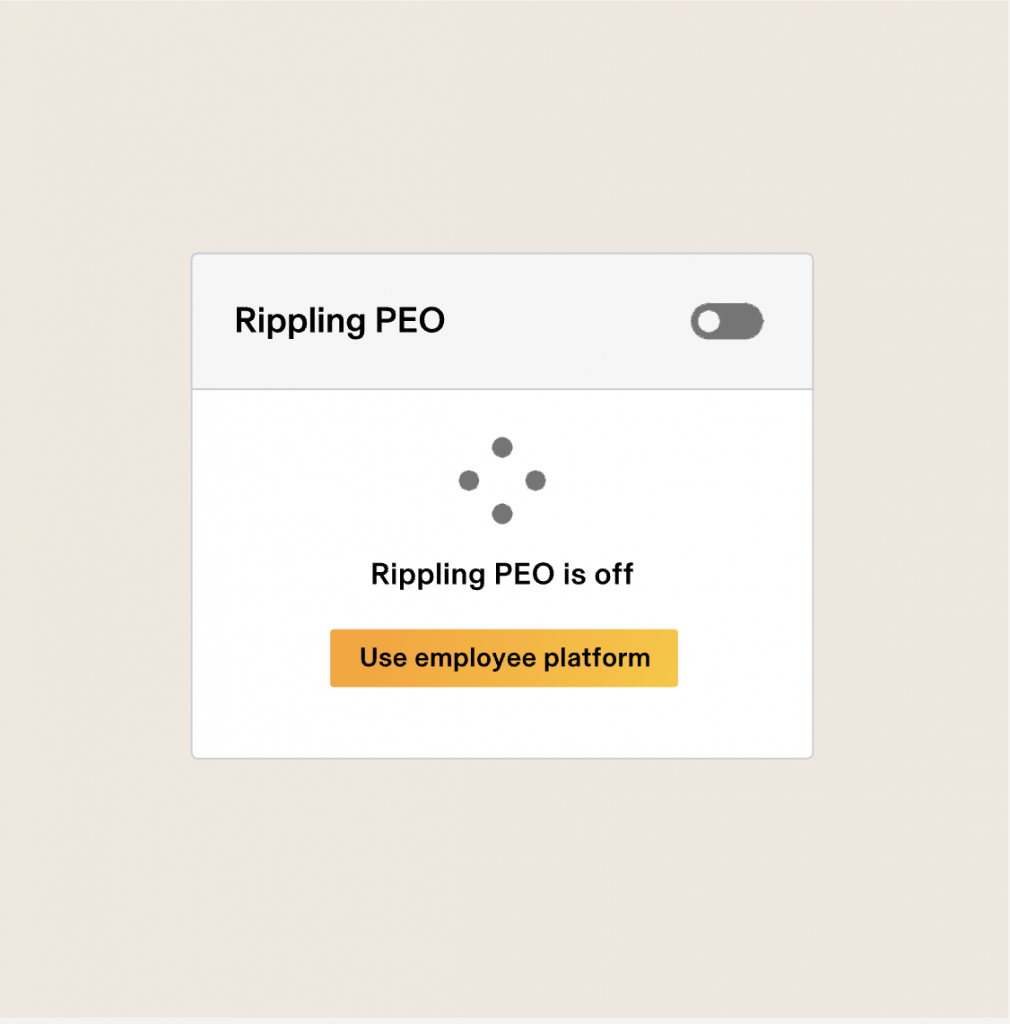 On/off switch appears above text stating that Rippling PEO is off.